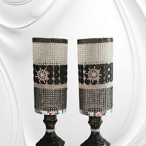 Elegant Black and Silver Candle Holders